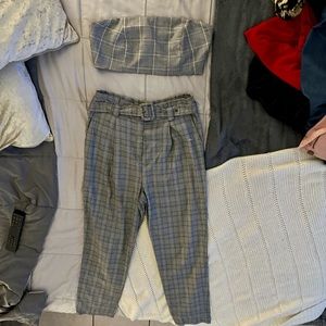 Forever 21 B&W plaid  trouser set